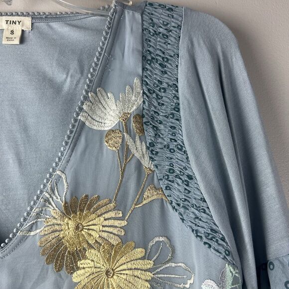 Anthropologie Tiny Frances Long Sleeve Ruffle Top Embroidered Size Small - Picture 4 of 9